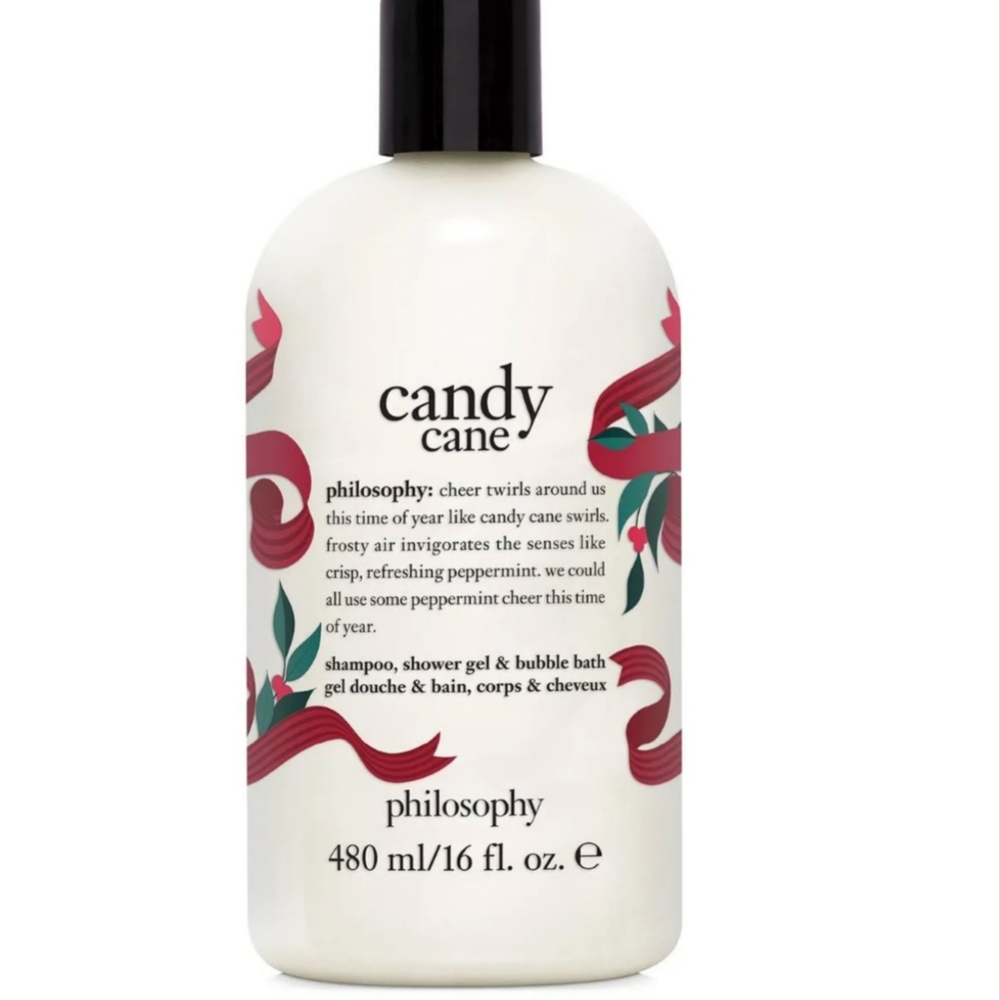 Philosophy Candy Cane 3-in-1 Shampoo Shower Gel Bubble Bath 16 oz NEW